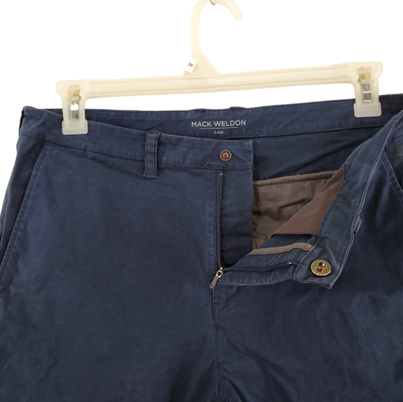 Mack Weldon 7” Shorts Men 34 Navy Chino Casual Comfort Maverick Tech Performance - Picture 4 of 12